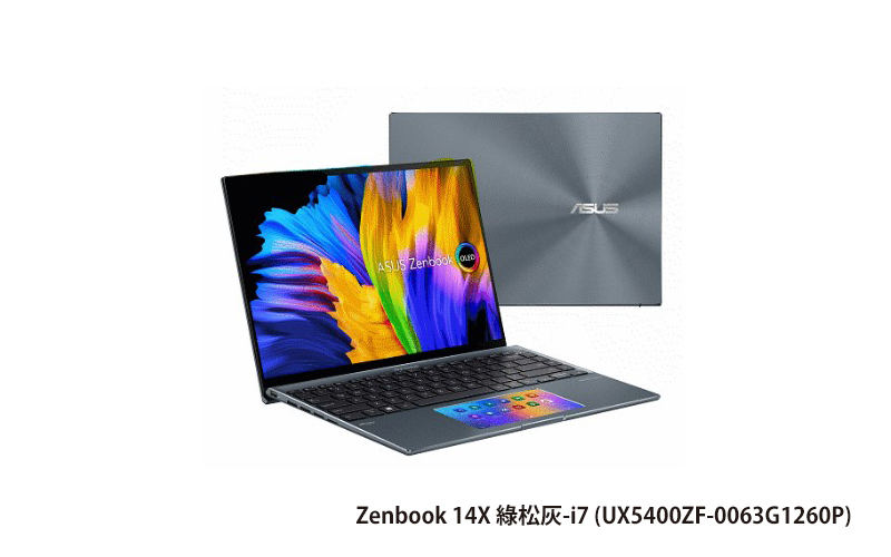 ASUS ZenBook 14X 綠松灰 華碩筆電 (i7-1260P/16G/1T_SSD/RTX2050_4G/ScreenPad/WIN11) (UX5400ZF-0063G1260P)